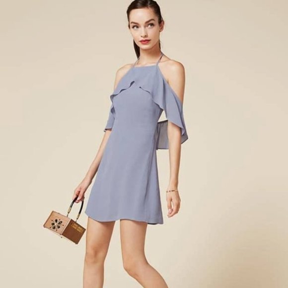 {reformation} lila draped shoulder dress - Picture 4 of 4